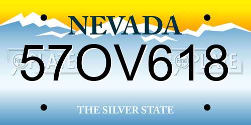 57OV618 Nevada License Plate