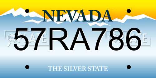 57RA786 Nevada License Plate