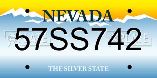 57SS742 Nevada License Plate