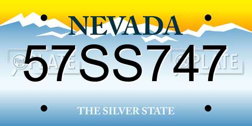 57SS747 Nevada License Plate