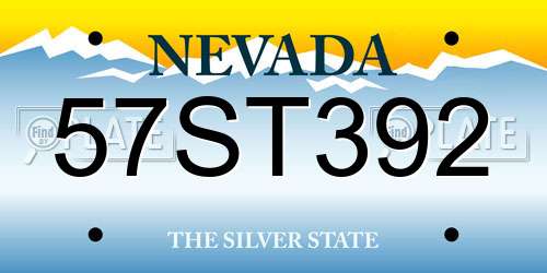 57ST392 Nevada License Plate