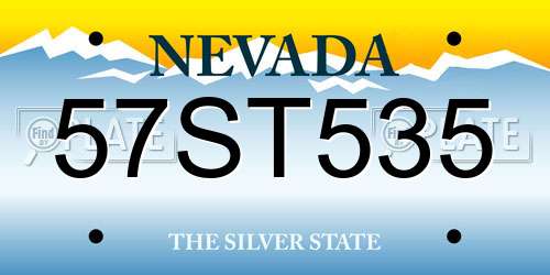57ST535 Nevada License Plate