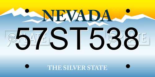 57ST538 Nevada License Plate
