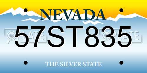57ST835 Nevada License Plate