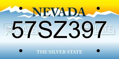 57SZ397 Nevada License Plate