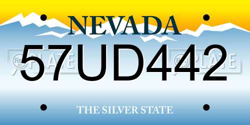 57UD442 Nevada License Plate