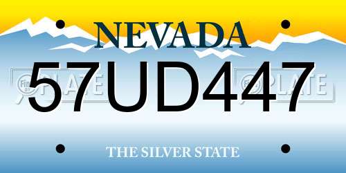 57UD447 Nevada License Plate