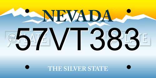 57VT383 Nevada License Plate