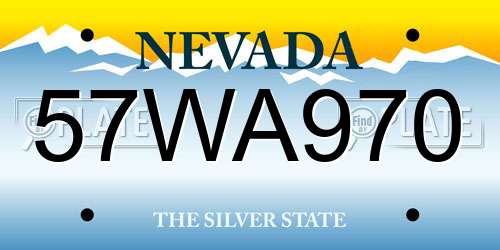 57WA970 Nevada License Plate