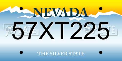 57XT225 Nevada License Plate