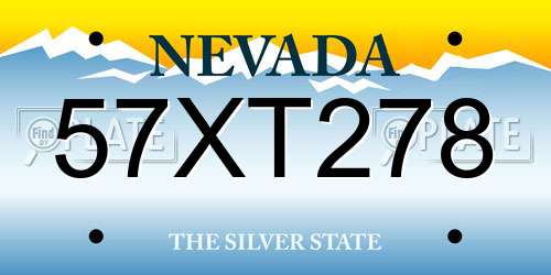 57XT278 Nevada License Plate