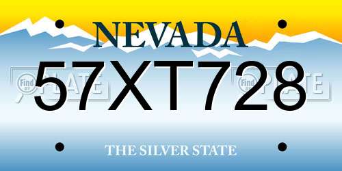 57XT728 Nevada License Plate