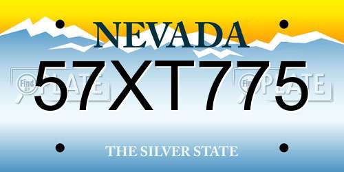 57XT775 Nevada License Plate