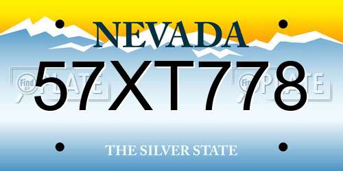 57XT778 Nevada License Plate