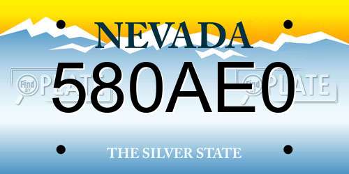 580AE0 Nevada License Plate