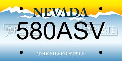 580ASV Nevada License Plate