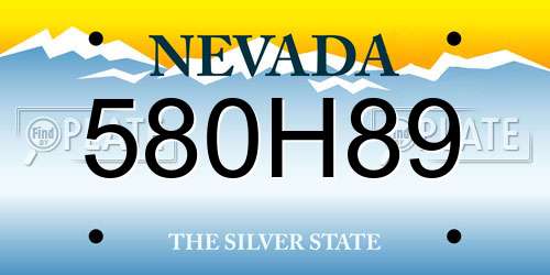 580H89 Nevada License Plate