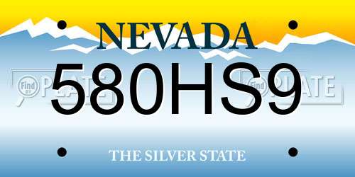 580HS9 Nevada License Plate