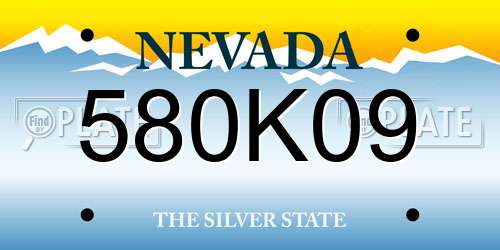 580K09 Nevada License Plate