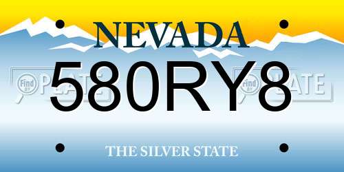 580RY8 Nevada License Plate