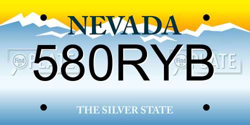 580RYB Nevada License Plate