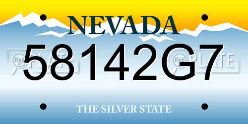 58142G7 Nevada License Plate