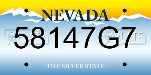 58147G7 Nevada License Plate