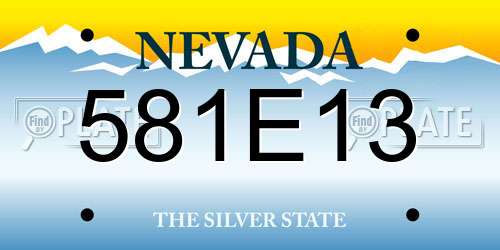 581E13 Nevada License Plate