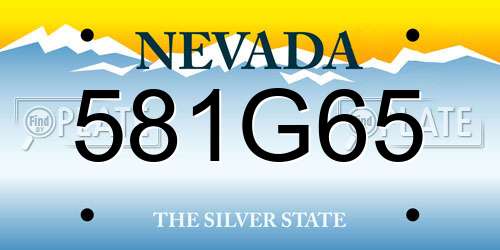 581G65 Nevada License Plate