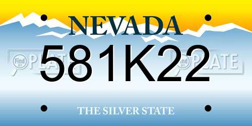 581K22 Nevada License Plate