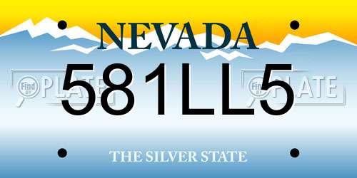 581LL5 Nevada License Plate