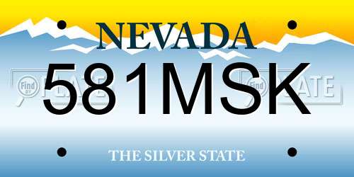 581MSK Nevada License Plate