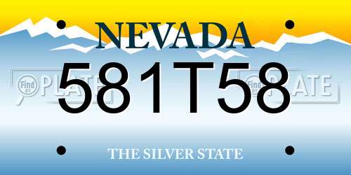 581T58 Nevada License Plate