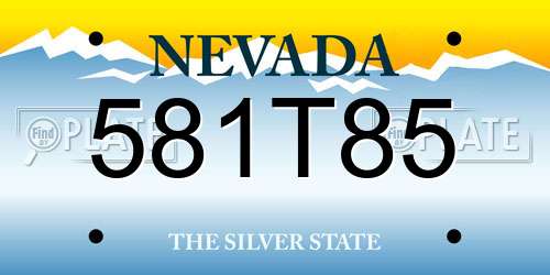 581T85 Nevada License Plate