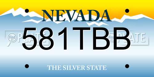 581TBB Nevada License Plate