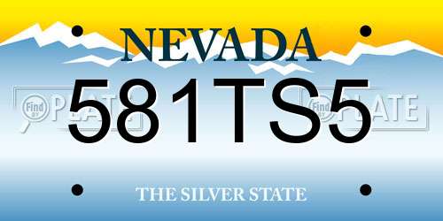 581TS5 Nevada License Plate