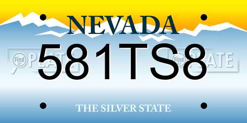 581TS8 Nevada License Plate