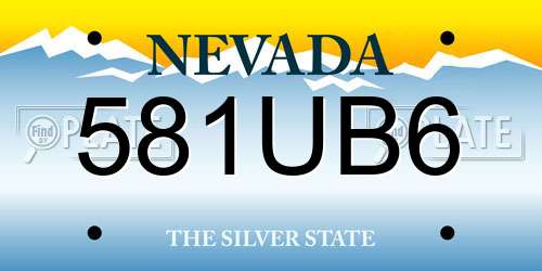 581UB6 Nevada License Plate