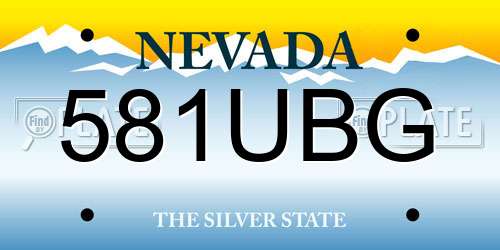 581UBG Nevada License Plate