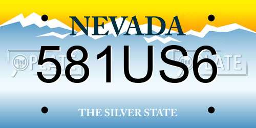 581US6 Nevada License Plate