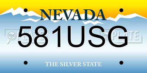 581USG Nevada License Plate