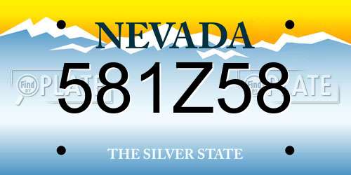 581Z58 Nevada License Plate