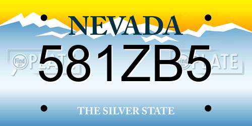 581ZB5 Nevada License Plate