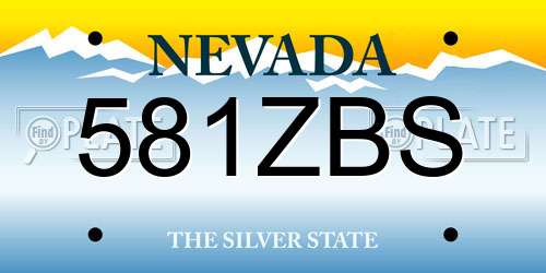 581ZBS Nevada License Plate
