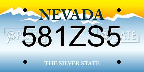 581ZS5 Nevada License Plate