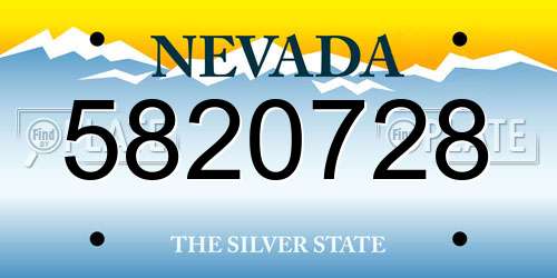 5820728 Nevada License Plate