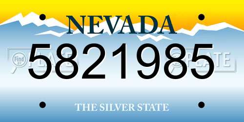 5821985 Nevada License Plate