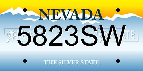 5823SW Nevada License Plate