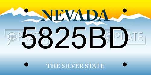 5825BD Nevada License Plate