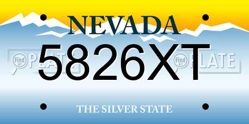 5826XT Nevada License Plate